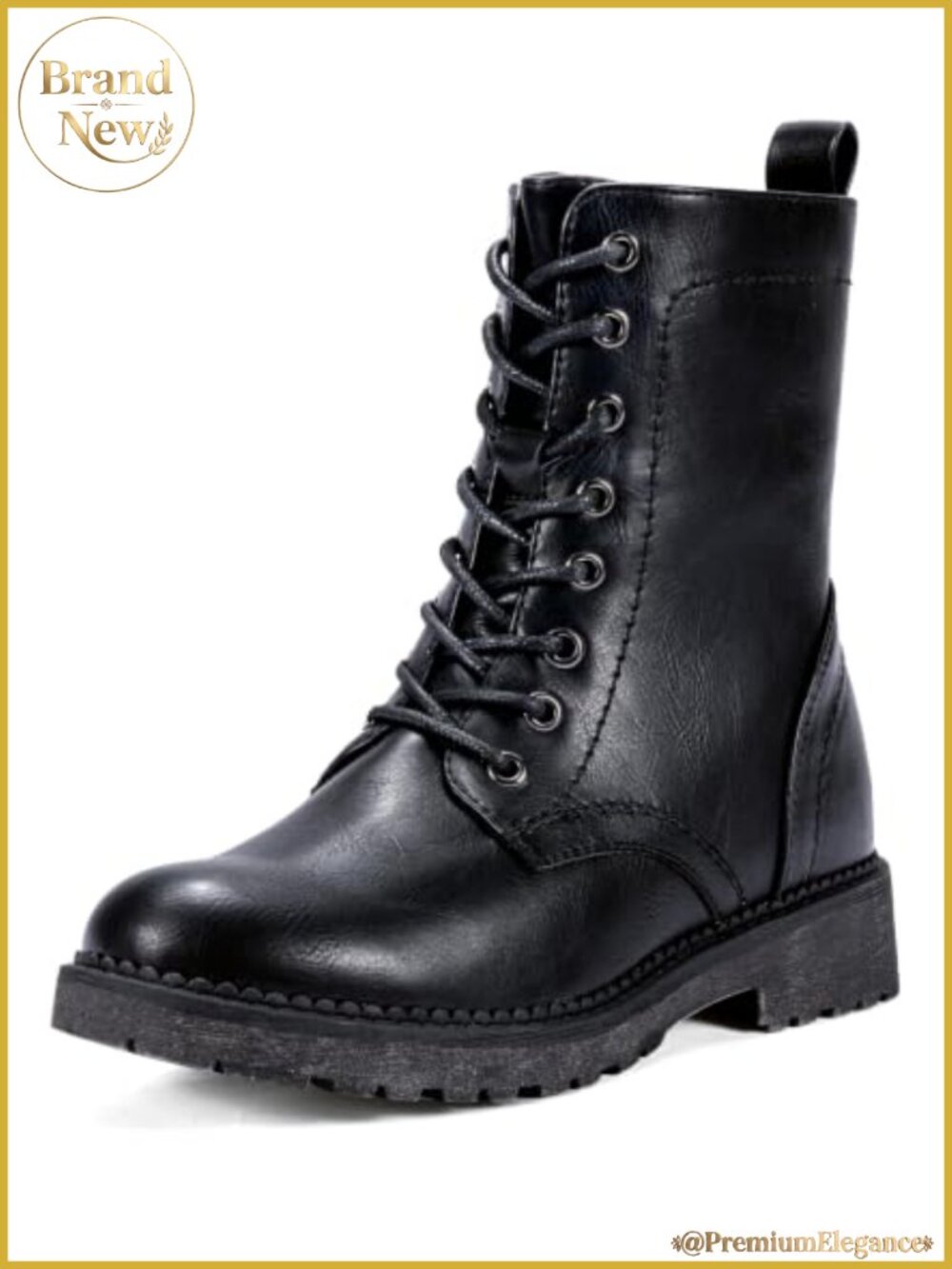 Women's Lace Up Combat Ankle Boots Low Heel Moto Fall Booties